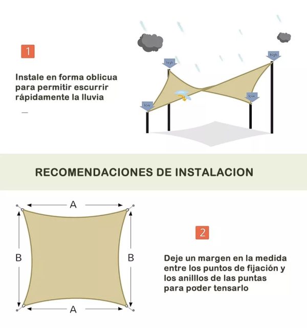 Toldo Vela sombra viento y granizo- 4*4*5.6 triangulo BLANCO