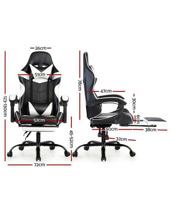 Silla Gamer Lumax Modelo ROM con Apoyapies - Negro/Blanco