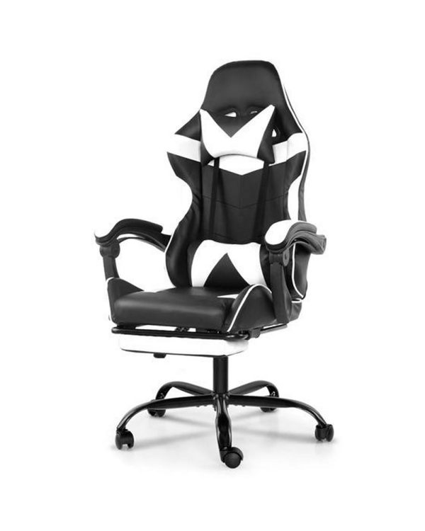 Silla Gamer Lumax Modelo ROM con Apoyapies - Negro/Blanco