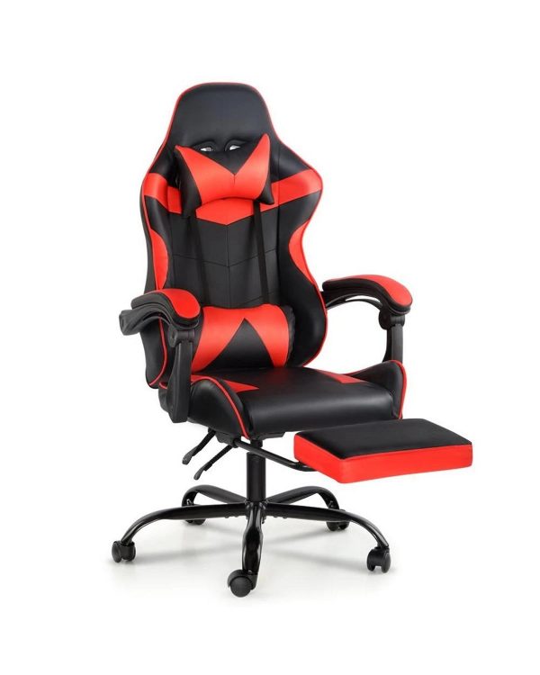 Silla Gamer Lumax Modelo ROM con Apoyapies - Negro/Rojo