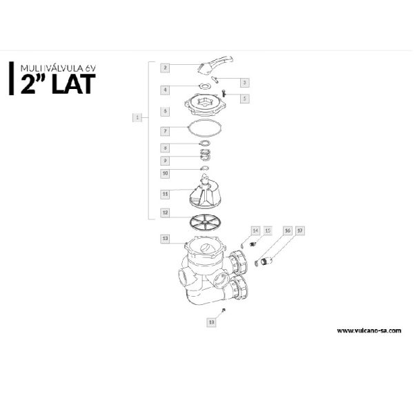VALVULA VULCANO SELECTORA C/ACC VC200 Para Piscina