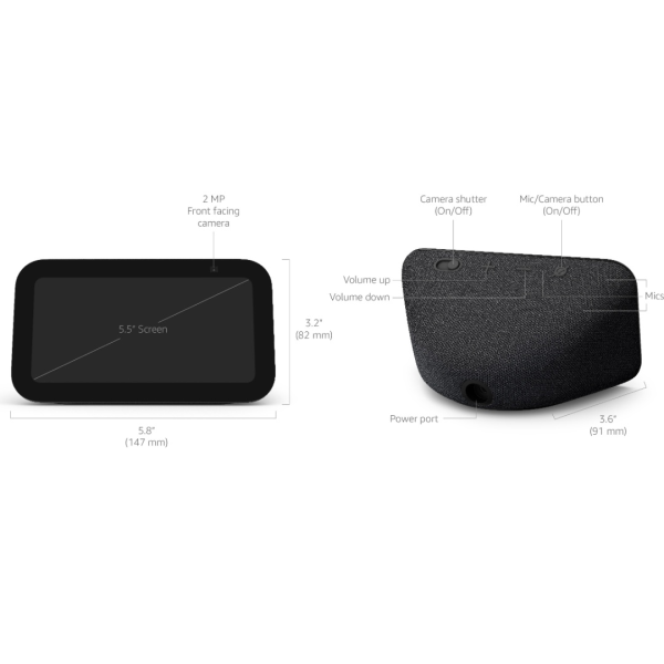 Parlante inteligente Amazon Echo Show 5 negro - Año 2023