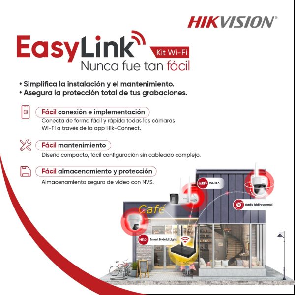 KIT Hikvision Easy Link Wi-Fi Kit NVS + 2 camaras 4MP