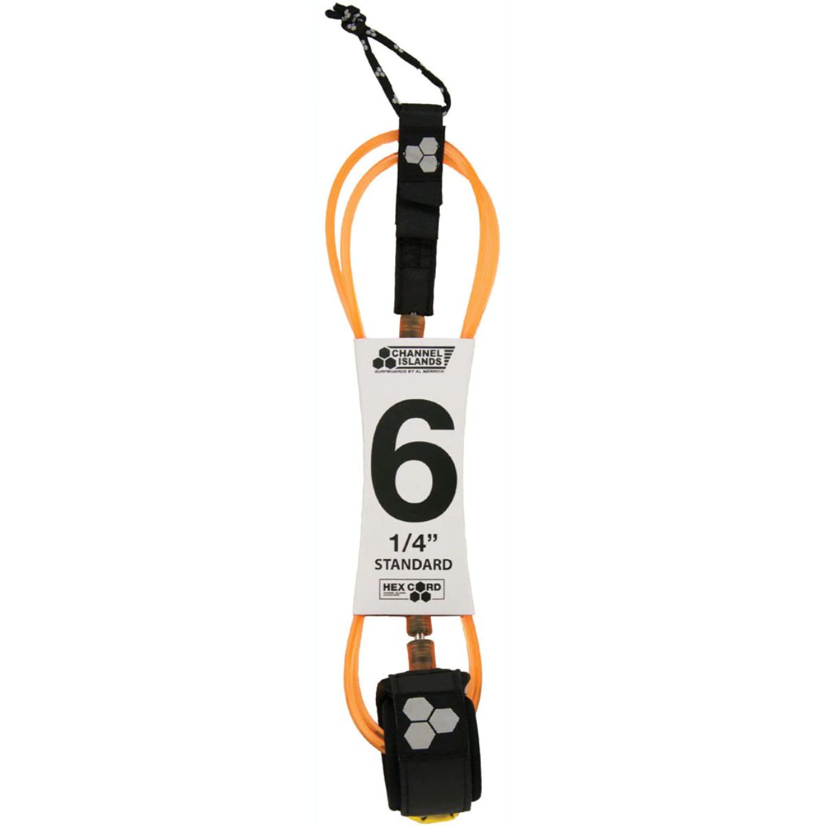 Leash Para Tabla Surf 1,8M HEX CORD Naranja CHANNEL ISLANDS