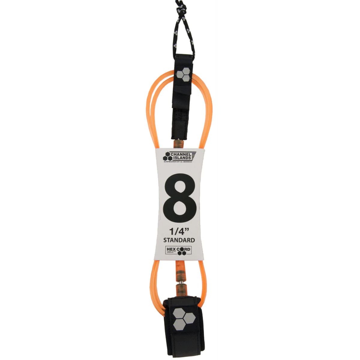Leash Para Tabla Surf 2,4M HEX CORD Naranja CHANNEL ISLANDS