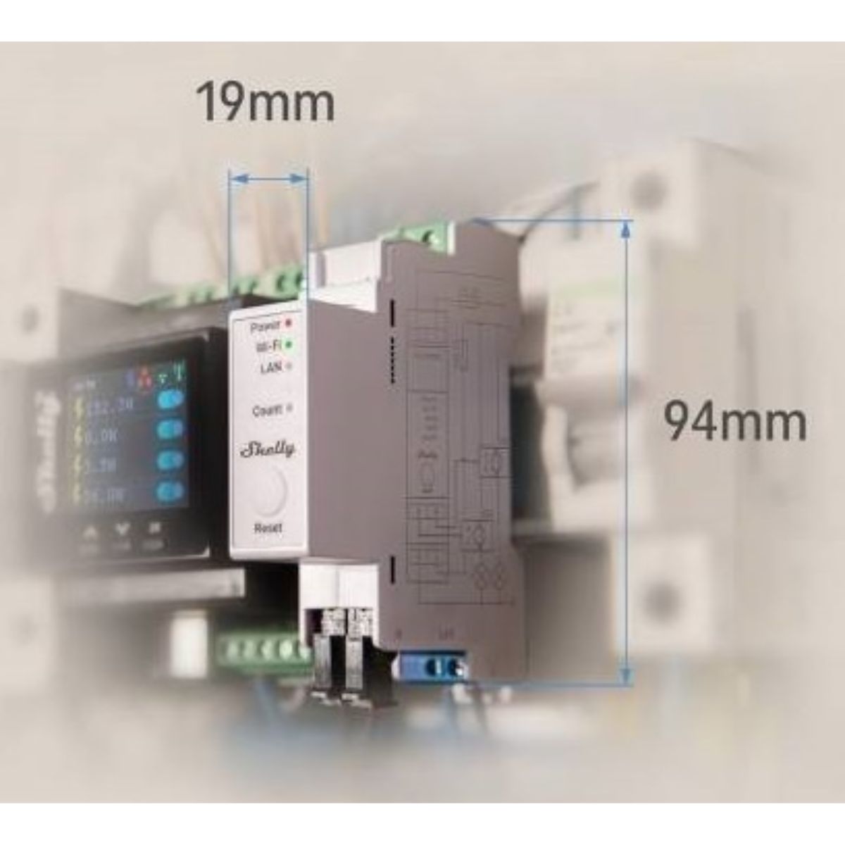 Medidor monofasico Shelly Pro EM-50 PM Wi-fi DIN