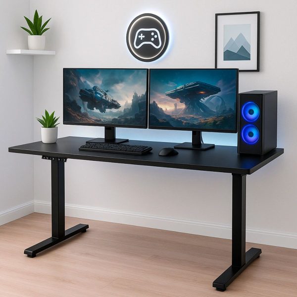 Escritorio Eléctrico Gamer Ergonómico Altura Ajustable NEGRO