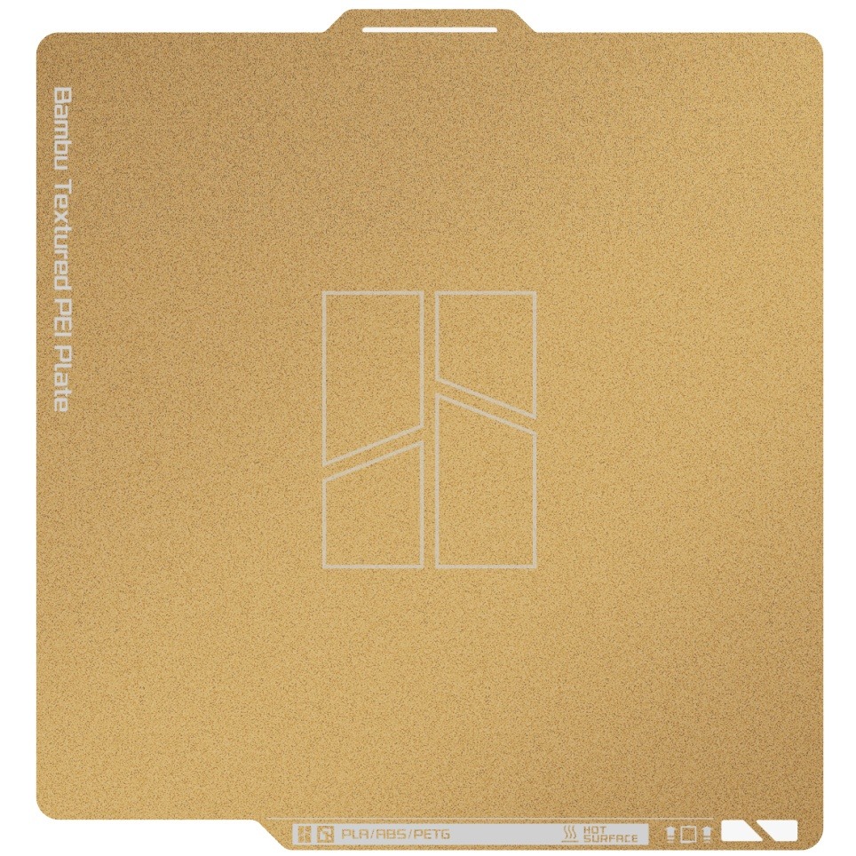 Cama PEI con Textura Dorada para Bambu Lab X1, P1 y A1 Cama PEI con Textura Dorada para Bambu Lab X1, P1 y A1