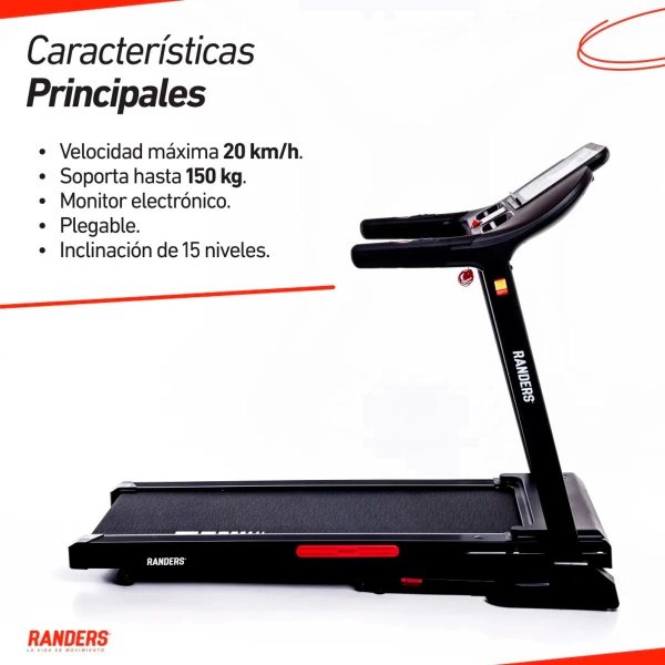 Caminadora eléctrica Randers 2.5HP 20km sop150Kg ARG-780-X
