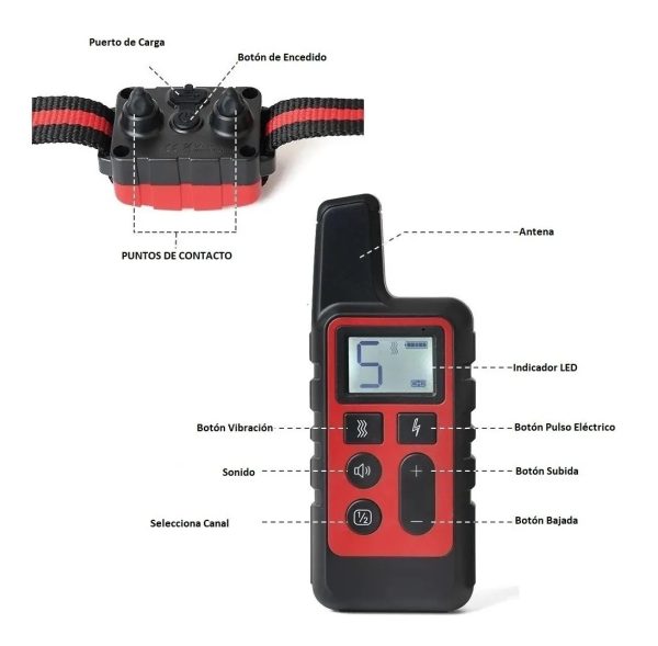 Collar Perro Adiestra Entrena Remoto Eléctrico Sumergible