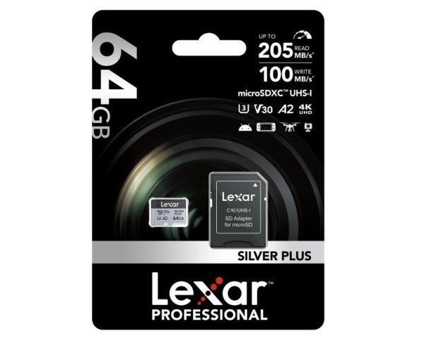 Memoria microSDXC Lexar Pro 64GB Silver Plus - 205 MB/s