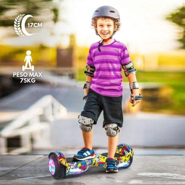 Patineta Eléctrica Hoverboard BT c/Rodilleras - Azul Naranja
