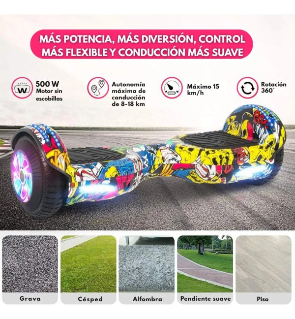 Patineta Eléctrica Hoverboard BT c/Rodilleras - Azul Naranja