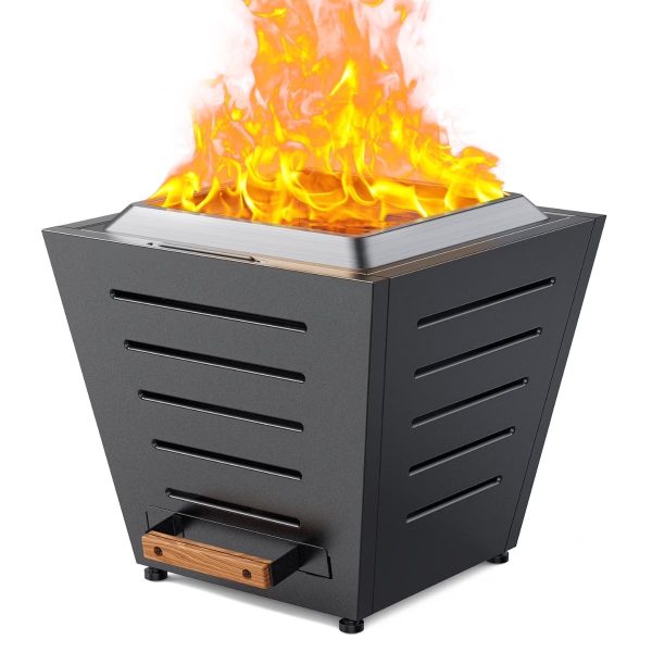 Brasero Portátil Fire Pit de Acero Inoxidable Negro 25cm