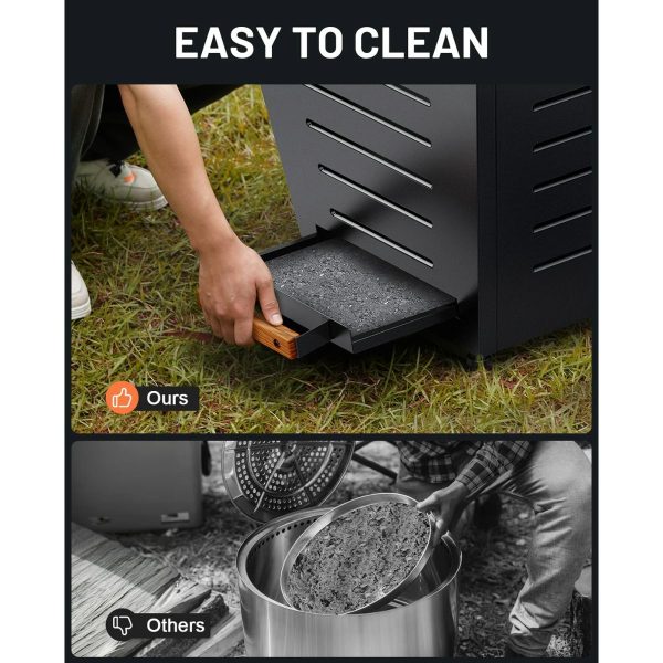 Brasero Portátil Fire Pit de Acero Inoxidable Negro 25cm